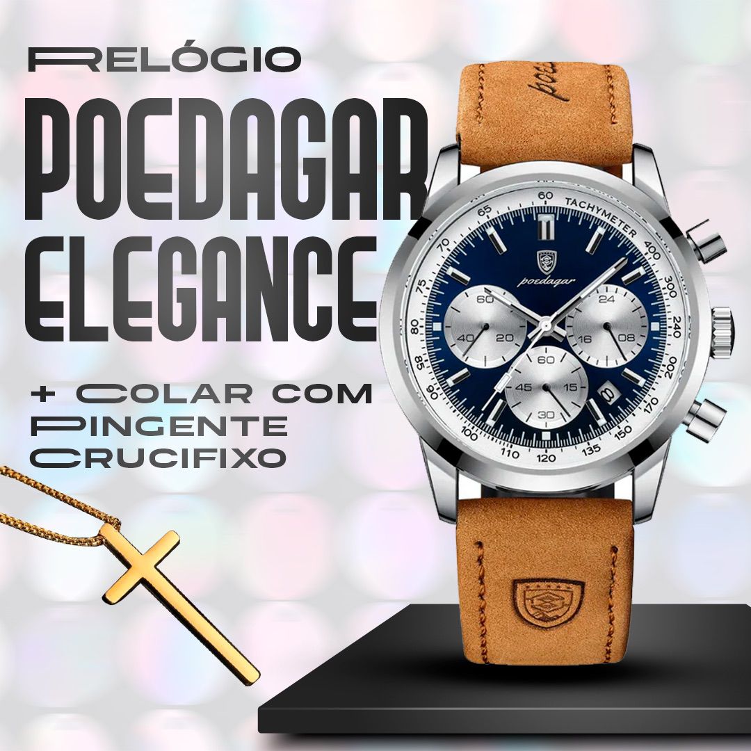 Relógio Poedagar Elegance® + Colar com Pingente Crucifixo